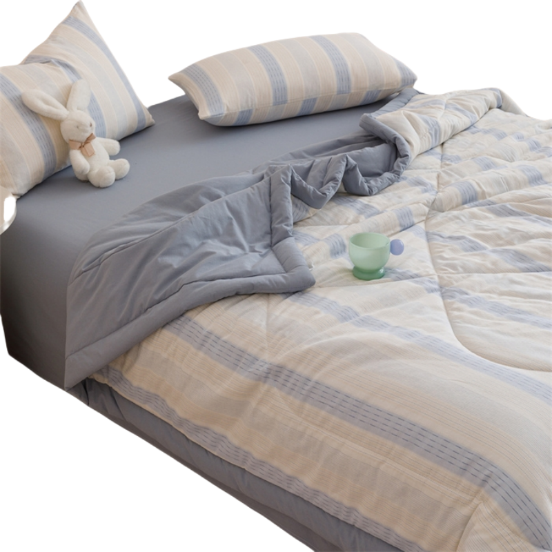 铭思沃床笠四件套1.8米床 蓝条纹 套高清大图