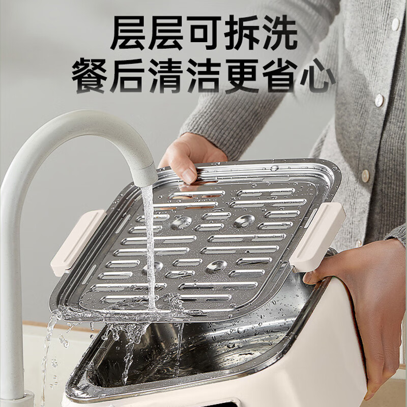 九阳电蒸锅10L 家用多功能电煮锅多层不锈钢蒸笼DZ100HG-GZ605高清大图