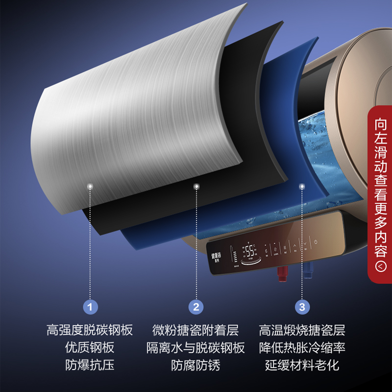 万和 一级能效 电热水器80升电热水器电热水器速热 零电洗电热水器3000W热水器80L E80-Q8D1-30高清大图