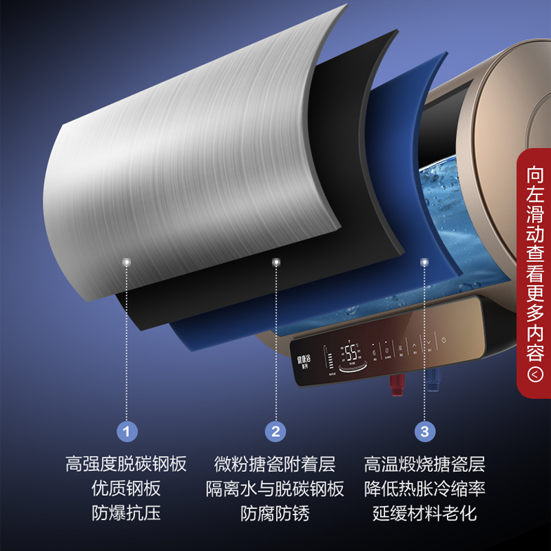 万和 (Vanward)电热水器80升电热水器电热水器速热 零电洗电热水器3000W热水器80L E80-Q8D1-30