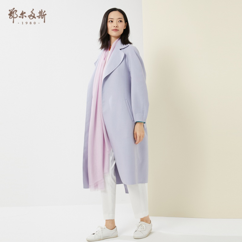 鄂尔多斯1980 20早春精纺羊绒素色披肩200*90cm C1X7S2102