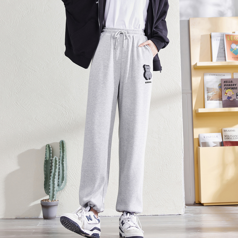 唐狮秋季新款运动裤女休闲裤宽松抽绳束脚显瘦小熊魔术贴in潮