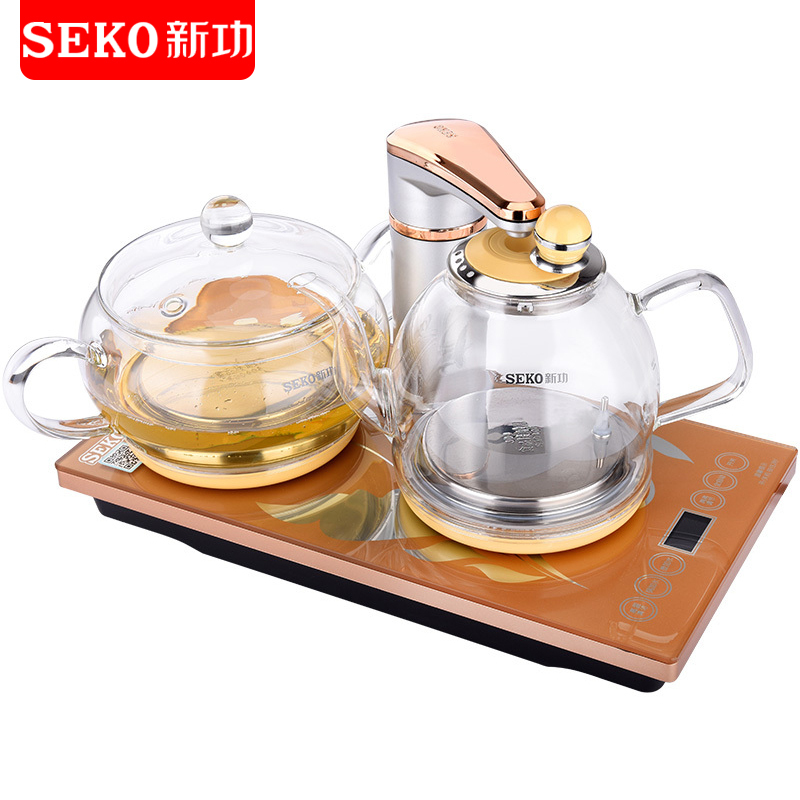 SEKO新功 F92全自动上水电热水壶 防干烧 套装玻璃茶艺炉煮茶器抽水茶具37*20(黄色)