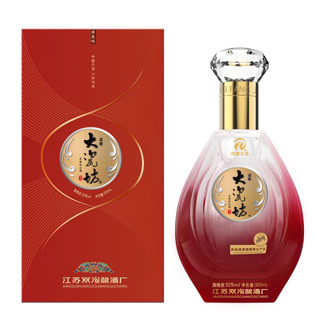 52%vol 大瓷坊酒-典藏级 500mlx1x6/箱 浓香型白酒 绵柔淡雅 尾净余长高清大图