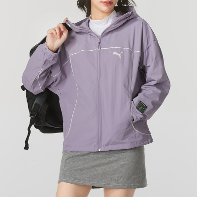 彪马(PUMA)外套女装新款休闲运动上衣跑步训练夹克梭织连帽外套628763-30 ZP