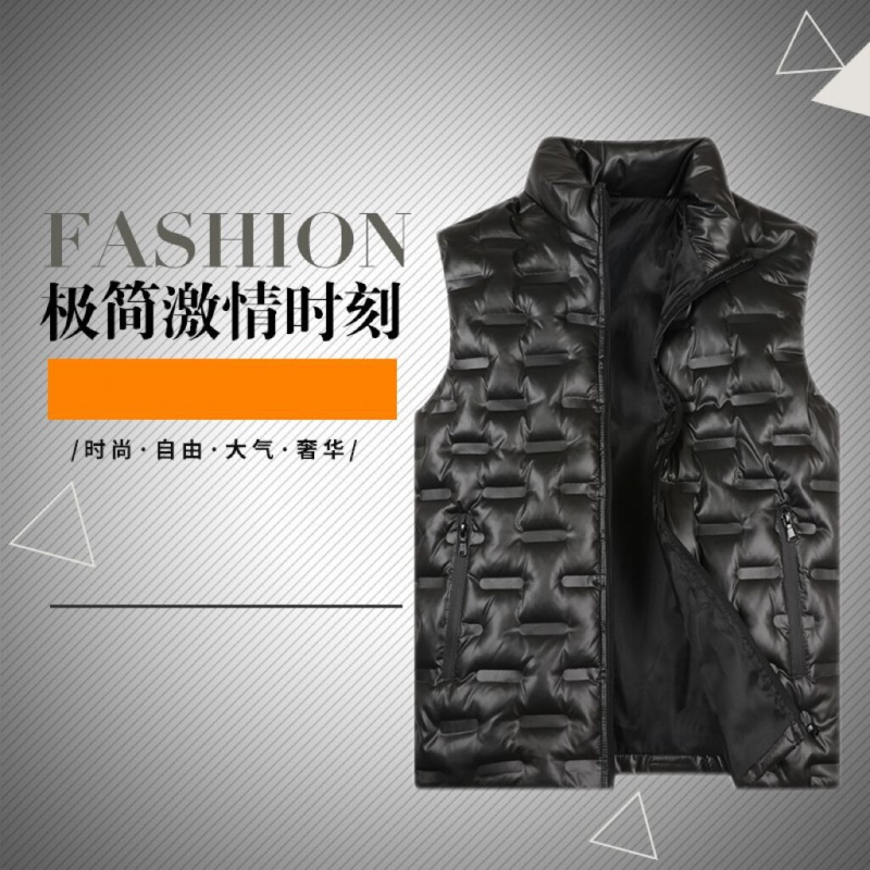 羽绒棉马甲男装秋冬季背心马夹男士韩版休闲装潮流坎肩羽绒外套马甲 L103-120斤可以穿 羽绒黑色8A色羽绒马甲