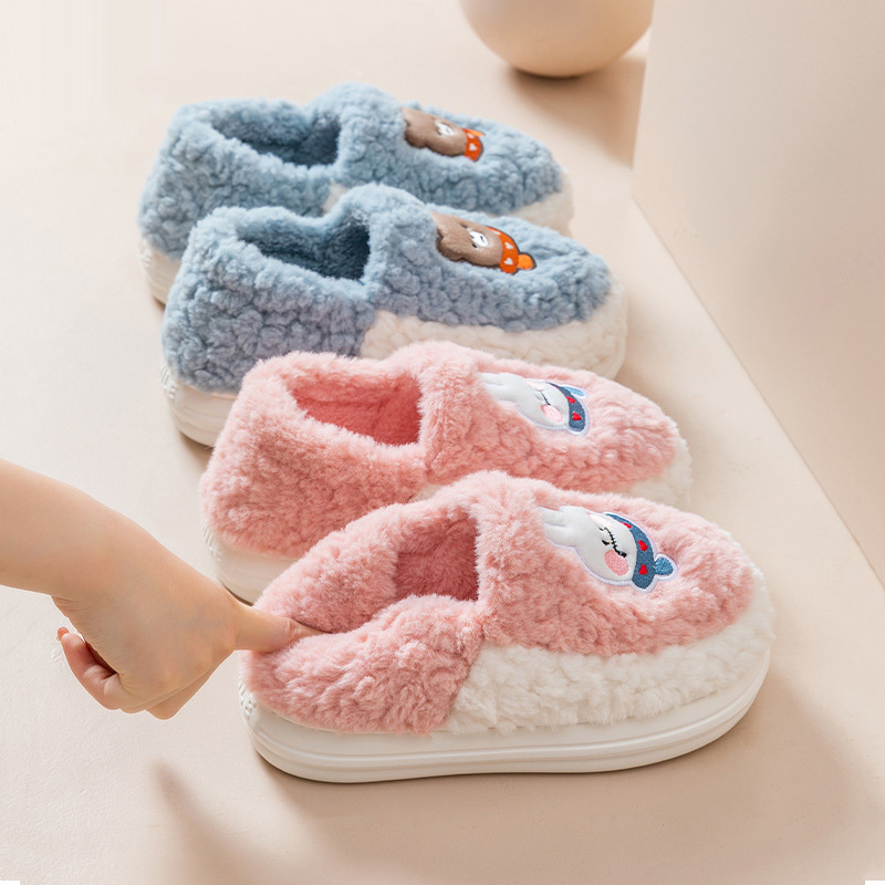 幸福派 新款毛绒棉拖鞋女全包冬季室内防滑居家情侣秋冬防滑拖鞋可爱