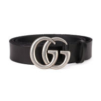 GUCCI 古驰 男士双G做旧扣头牛皮皮带腰带黑色85(适合28-30裤围)