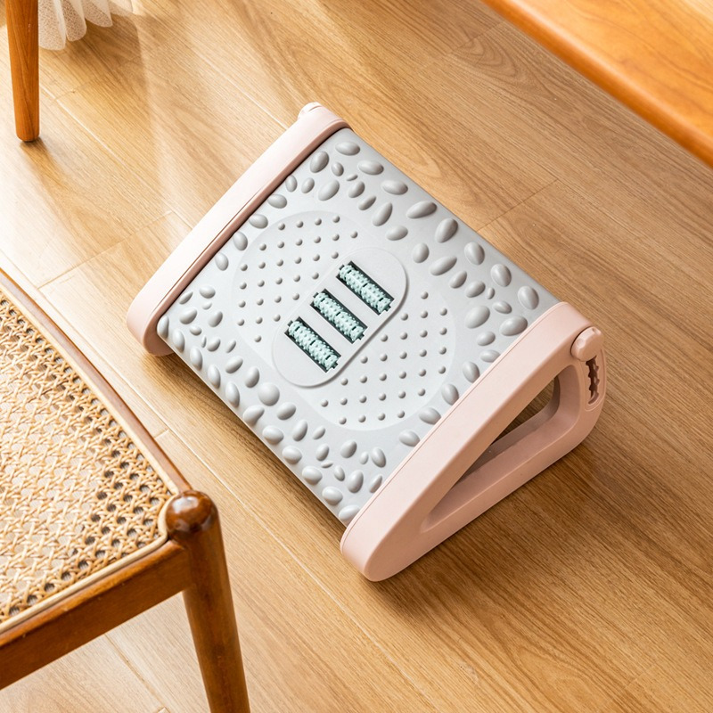 丽佳邦指压板按摩垫脚凳带滚轮脚底按摩凳家用沙发休闲踩脚凳搭脚踏板少女粉(专利产品&直播款)升降可调节