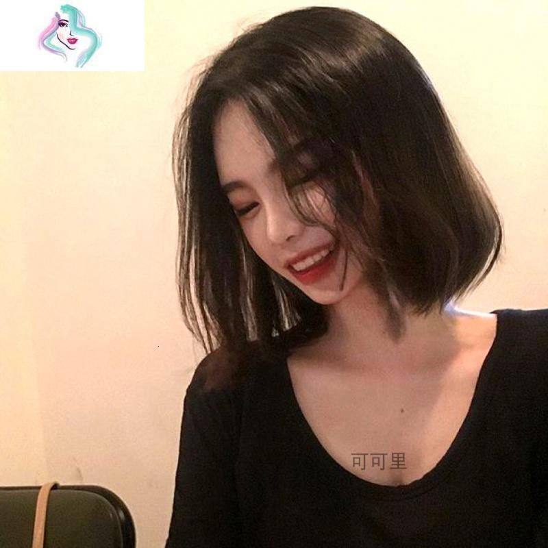 假发女短发中分无刘海圆脸网红酷帅气短卷发气质修脸自然全头套式你