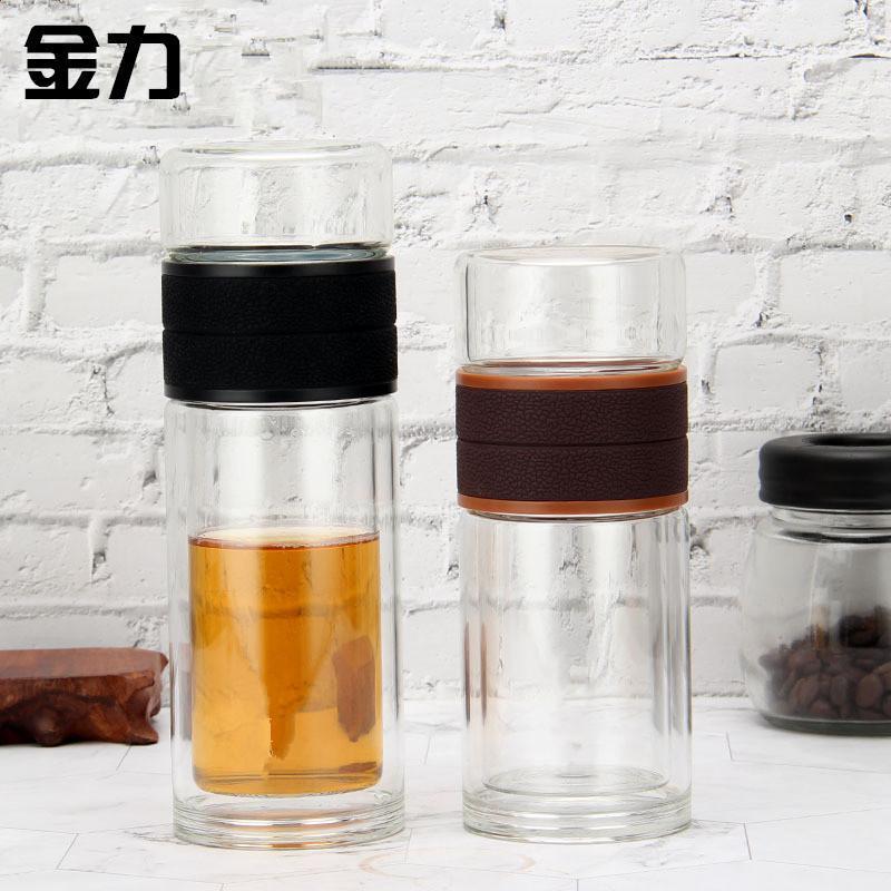 170ML黑色 金力茶水分离杯泡茶师杯双层玻璃杯便携车载男女水杯子茶杯子