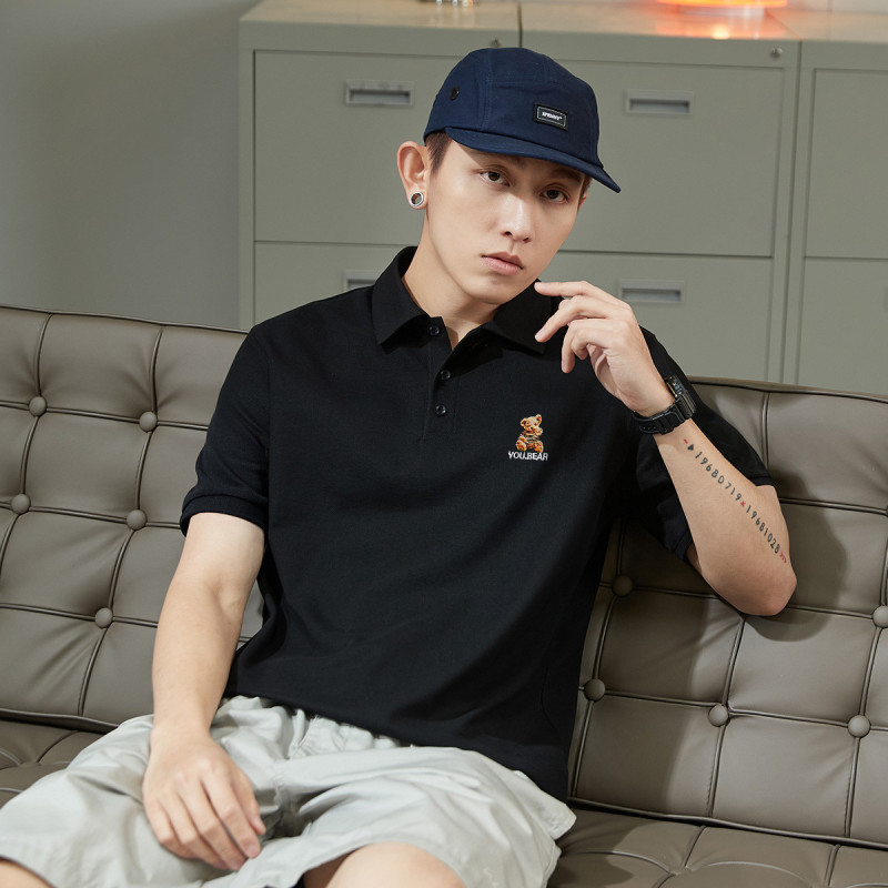 [1.5折价45元]唐狮男士polo衫短袖polo衫男T恤前胸刺绣图案短袖POLO衫