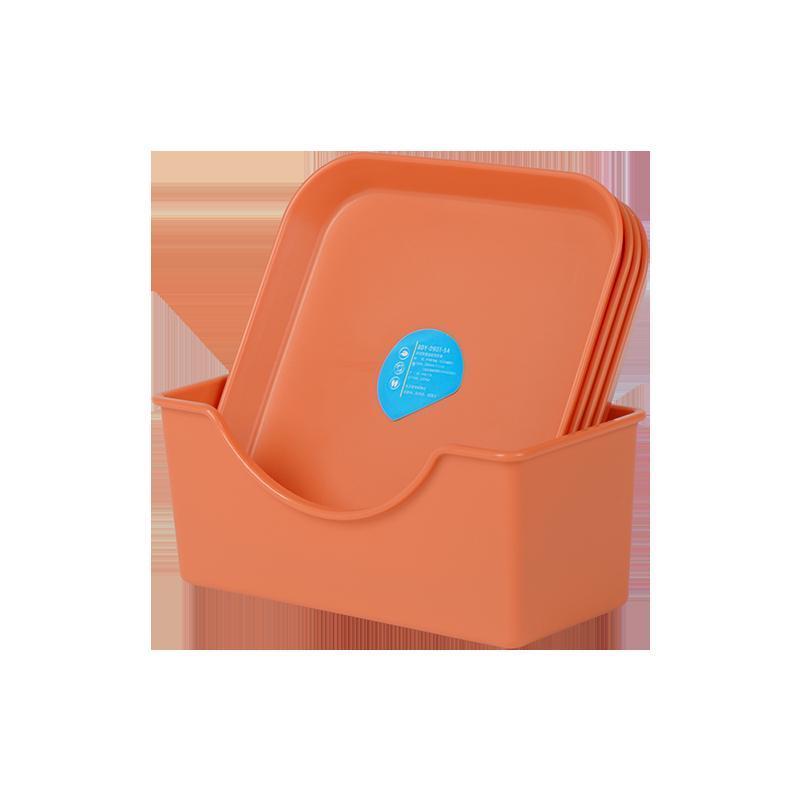 博堡(BOBER) BDY-D901-5A 多用零食盘组合套装 方形多用盘*4+沥水架*1 颜色随机 橙蓝两色高清大图