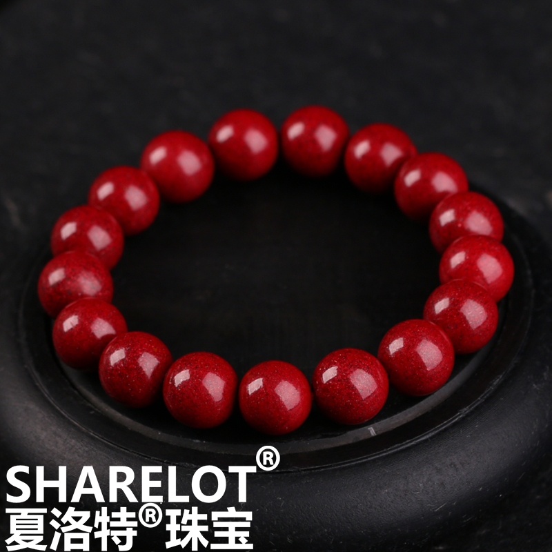 夏洛特天然朱砂手串天然原始原矿紫金砂情侣手链辟邪避小人