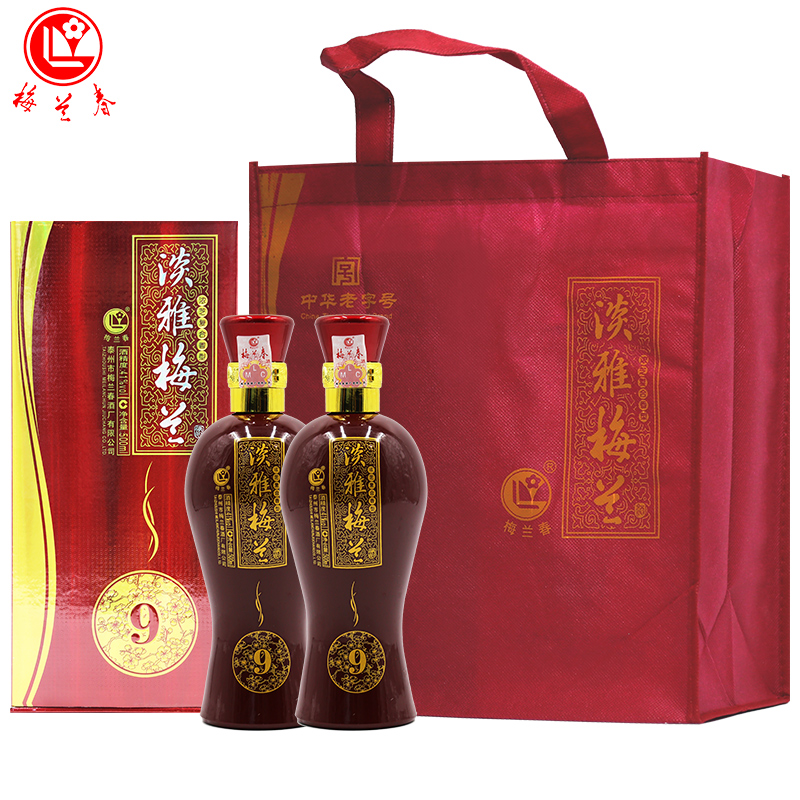 梅兰春 41.8度淡雅9 500ml双瓶装(送礼袋)浓芝复合香型白酒 百姓口粮酒 中华老字号 产自江苏泰州