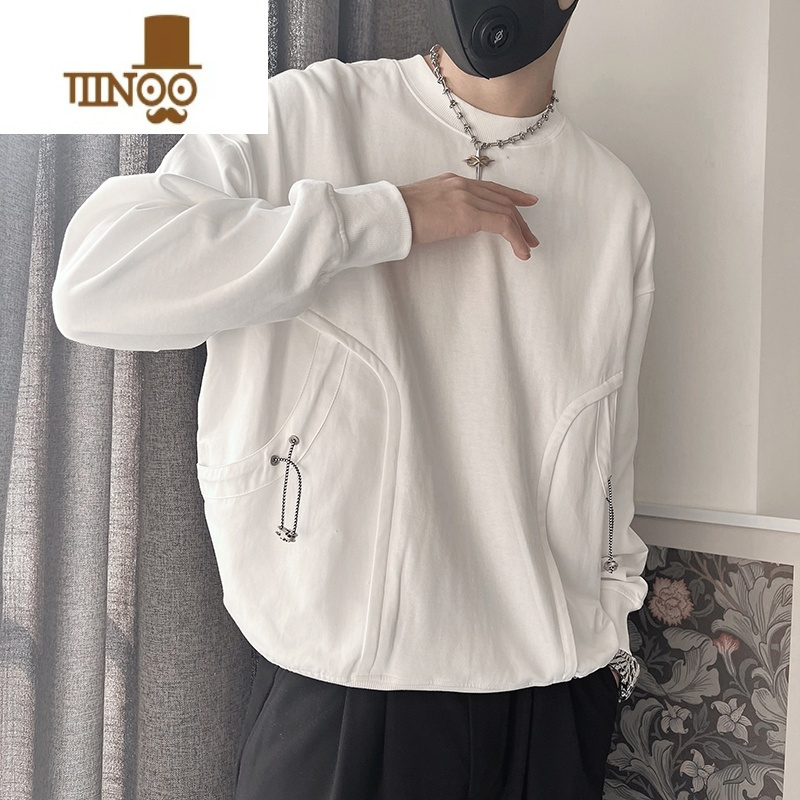 YANXU男士卫衣潮牌2023新款长袖t恤感痞帅男装男款秋装上衣