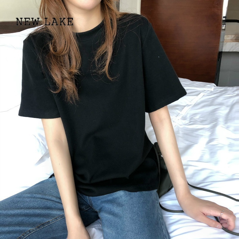 newlake春季韩版2024新款磨毛内搭打底学生白色宽松大码短袖t恤上衣