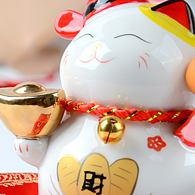 陶瓷招财猫摆件小号存钱罐创意礼品实用生日桌面装饰品