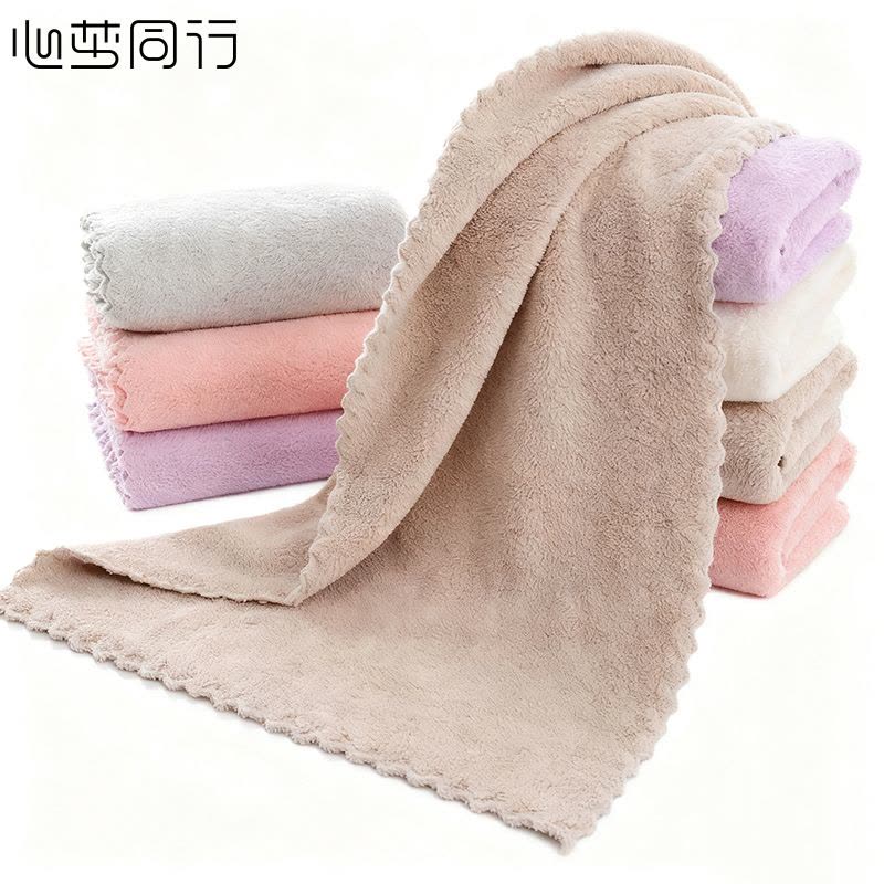 心梦同行 珊瑚绒毛巾卫生间擦手巾吸水抹布 35*75cm/70g/2202/条图片