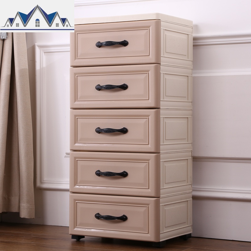 收纳柜子抽屉式夹缝收纳柜塑料储物柜衣服整理箱多功能家用五斗柜 三维工匠高清大图