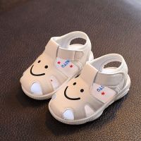 莎丞 夏季婴儿叫叫凉鞋0-1-2岁男宝宝软底防滑笑脸鞋子女宝宝卡通防踢