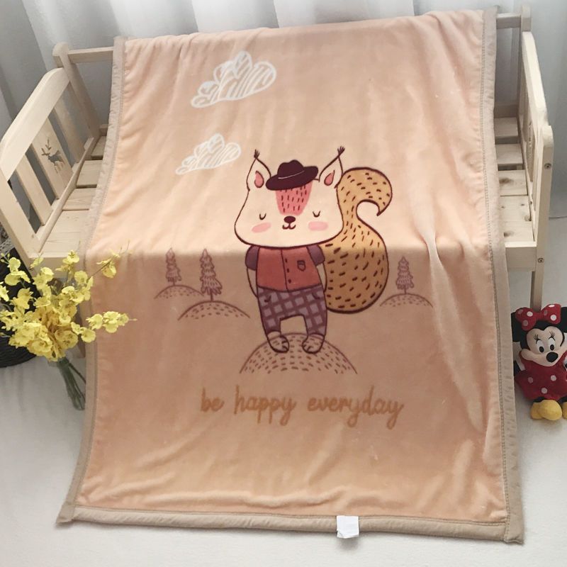 随机1X1米1.3斤 秋冬幼儿园双层加厚被子儿童毛毯被子婴儿珊瑚绒盖毯推车毯午睡毯