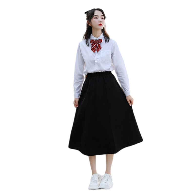 Tduo长袖合唱演出服套装 D06 套 女款-白长袖+长裙+红皇冠领结 3XL