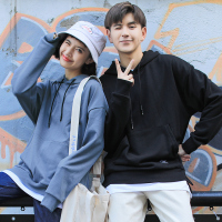 2019春季男式连帽卫衣宽松假两件情侣装卫衣男休闲上衣2019春