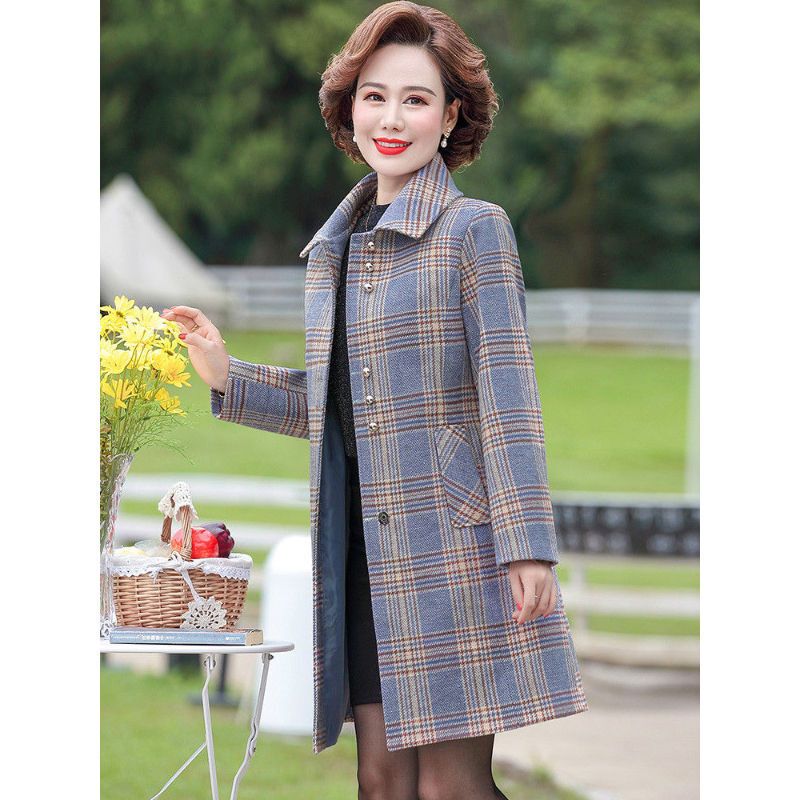 迪鲁奥(diluao)中老年毛呢外套女中年妈妈秋装外套长款春秋冬风衣女40