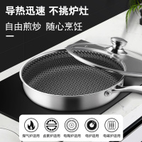 赫巴兹煎锅不锈钢家用食品级蜂窝锅煎蛋神器深煎牛排平底锅1310