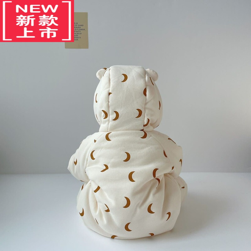 可莉允ins丹麦秋冬婴儿连体棉衣男女宝宝外出加厚保暖棉服新生儿厚爬服