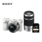 索尼SONY Alpha 6000 半画幅微单数码相机 A6000L SEL1650+55210双镜头套装白色(A600 α6000)