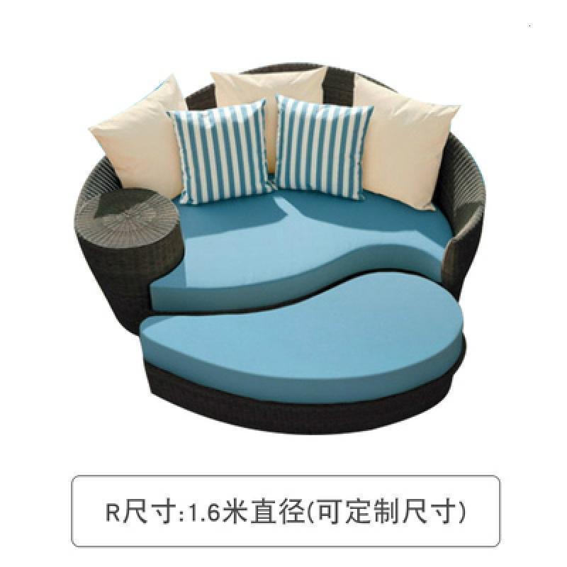 森美人户外大圆床休闲泳池藤编创意沙发床沙滩酒店躺床阳台懒人躺椅家具 R款