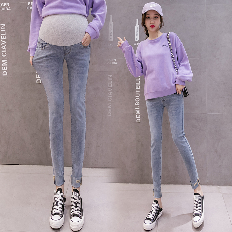 盛世曼尼孕妇牛仔裤春秋款外穿九分裤时尚休闲打底裤孕妇裤子春夏薄款