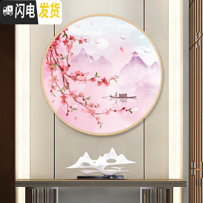 三维工匠十字绣2019年新款十里桃花水晶钻石画满钻带框点贴砖石绣小件小幅 经典款魔方圆钻45*45厘米满钻高清大图