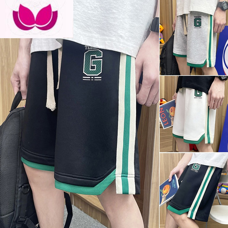 七斓条纹运动休闲短裤男夏季潮流青少年卫裤美式篮球宽松潮牌五分裤子