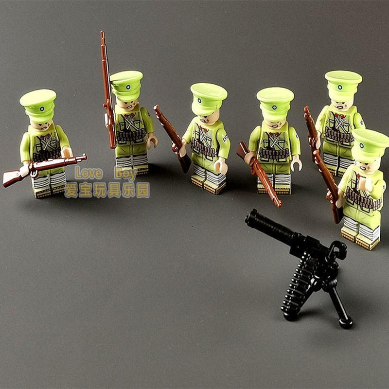 兼容乐高积木人仔第三方二战桂军战士积木人仔益智拼装军事玩具 带帽