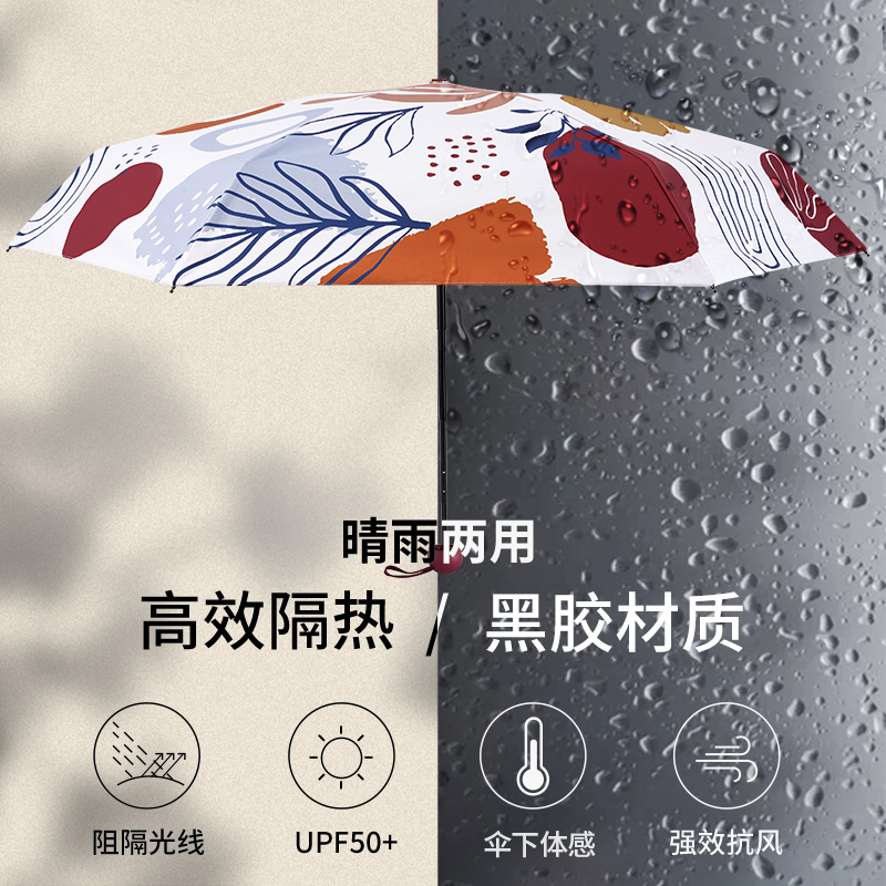 天堂伞 五折伞53cm*6骨全遮光黑胶光影迷你晴雨伞太阳伞遮阳伞礼品伞1283高清大图