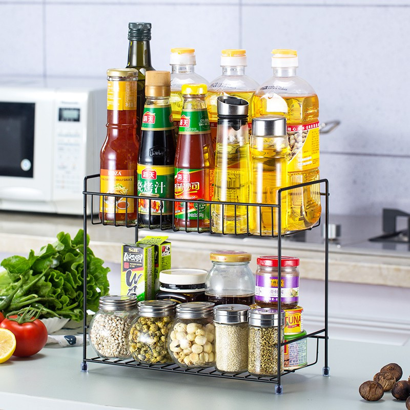 厨房调料置物架落地多层铁艺调味架收纳架台面家用调料架子储物架收纳