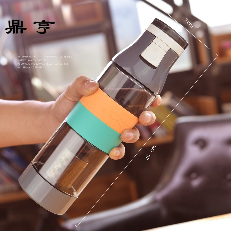 鼎亨运动便携水杯塑料随手杯学生旅行杯子创意过滤茶杯太空杯夏季
