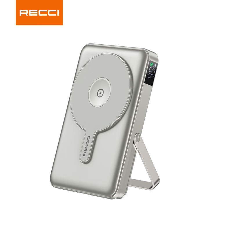 锐思3C认证自带线充电宝RPB-W27(10000 mAh)钛金色