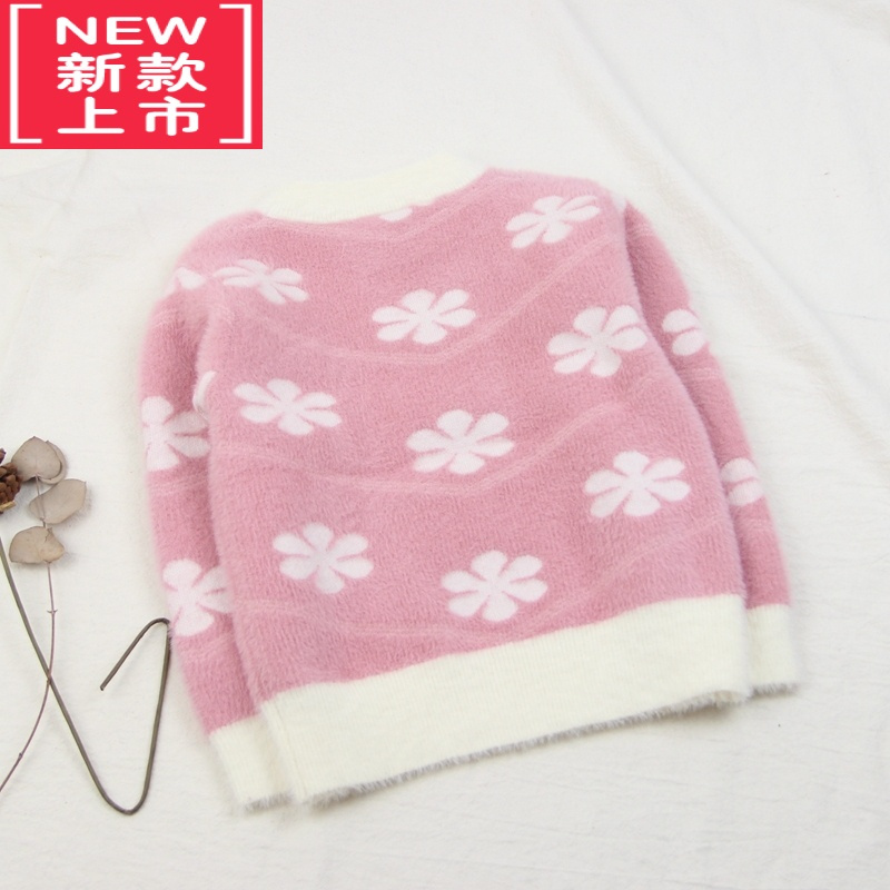 可莉允2021淘家仿貂绒毛衣童装秋冬款韩版男女童针织衫套头衫中大童