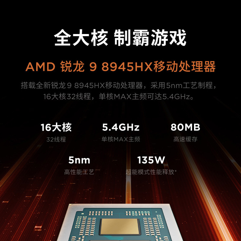 联想(Lenovo)拯救者R9000P 2025新款 16英寸电竞游戏本笔记本电脑 定制(R9-8945HX 64G 2T RTX5070Ti 2.5k 240Hz 广色域)碳晶黑高清大图