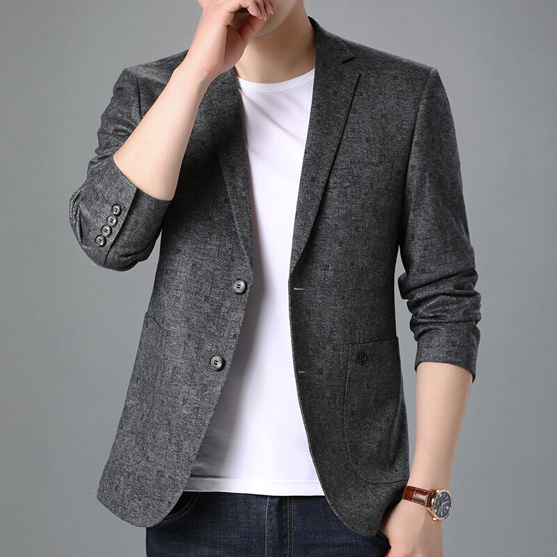 梵克公牛装男士休闲西服外套男西装领夹克季常规小西装中年男装韩版