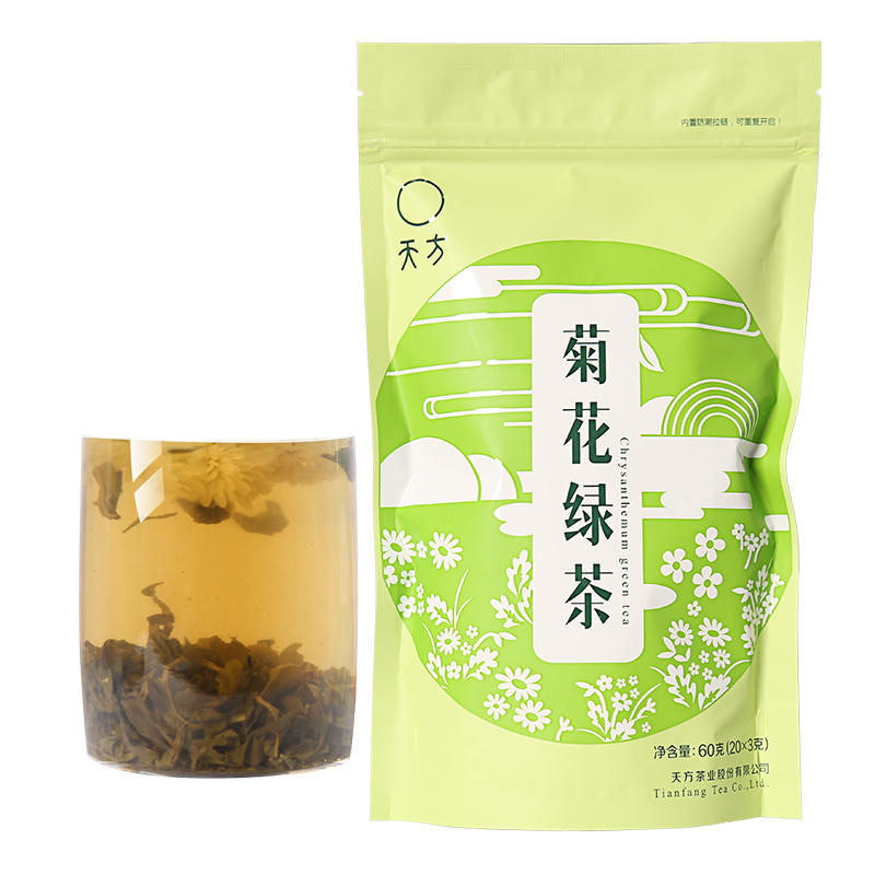 天方菊花绿茶60g袋装 炒青绿茶茶叶