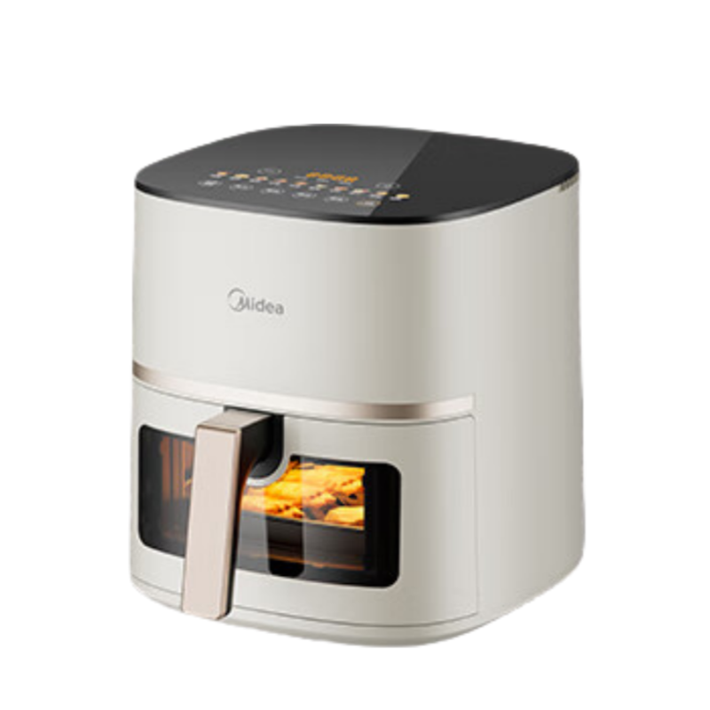 美的(Midea) MF-KZC5089 空气炸锅 5L 可视窗新款免翻面全金属内腔 蒸汽嫩炸多功能触屏