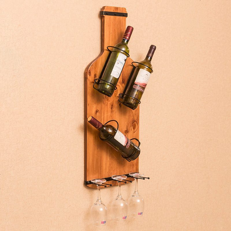 实木酒架墙壁客厅置物架高脚杯葡萄酒杯架现代简约客厅餐厅