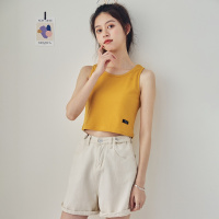 唐狮起售新款圆领无袖背心女短款舒适百搭设计感小众内搭外穿