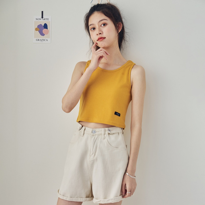 唐狮起售新款圆领无袖背心女短款舒适百搭设计感小众内搭外穿