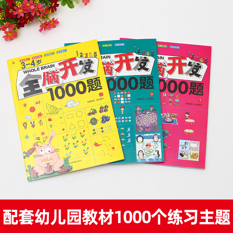 [2-3岁]全脑开发700题(3册) [正版]全脑开发700题1000题逻辑思维训练书2-3-4-5-6岁幼儿宝宝左右脑